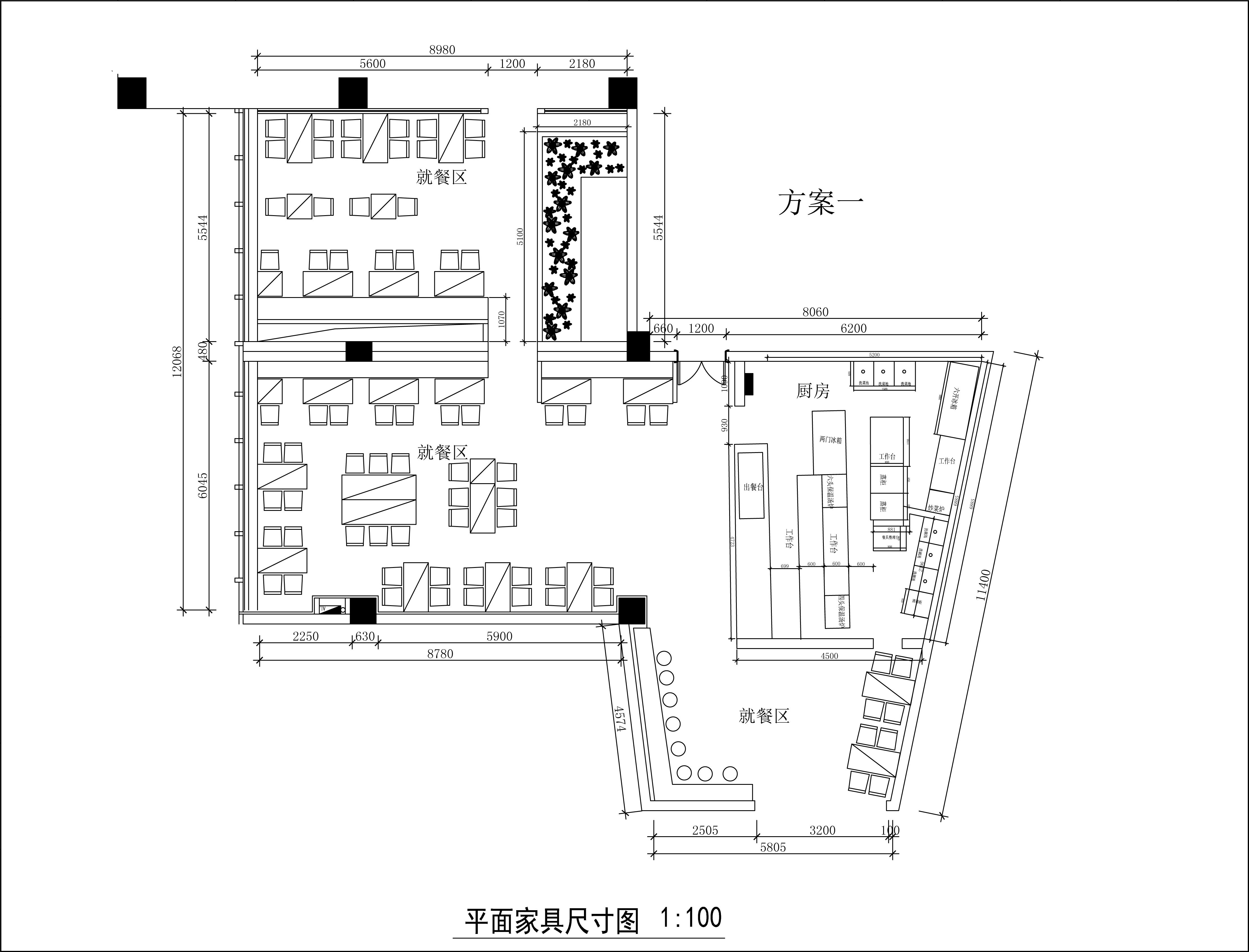 快餐店布局图平面图图片